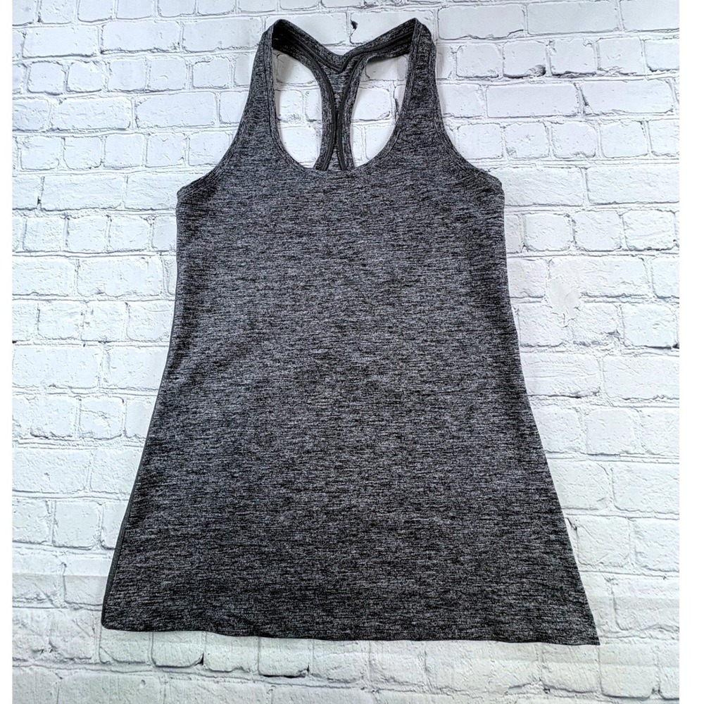 Lululemon Racerback Tank Womens 6 Grey Space Dye Heathered Activewear